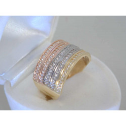 Dámsky zlatý prsteň trojkombinácia zlata,zirkóny VP56557V 14 karátov 585/1000 5,57 g