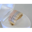 Dámsky zlatý prsteň trojkombinácia zlata,zirkóny VP56557V 14 karátov 585/1000 5,57 g