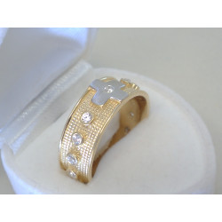 Zlatý prsteň ruženec viacfarebné zlato zirkóny DP59545V 14 karátov 585/1000 5,45g
