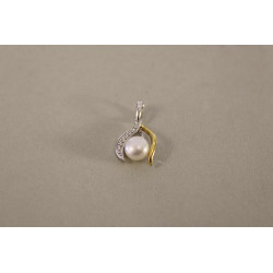 Pozlatený strieborný dámsky prívesok perla, zirkóny VIS179 925/1000 1,79g