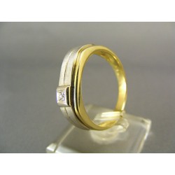 Zlatý pánsky prsten dvojfarebné zlato s kamienkom DP68684V
