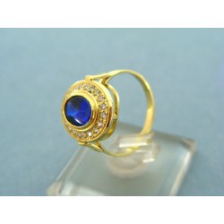 Zlatý prsteň s modrým zirkónom žlté zlato VP57379Z
