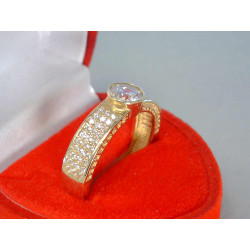 Výrazný dámsky zlatý prsteň žlté zlato kamienky DP56328Z 14 karátov 585/1000 3,28 g