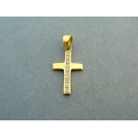 Zlatý prívesok jednoduchý krížik žlté zlato so zirkónom VI095K