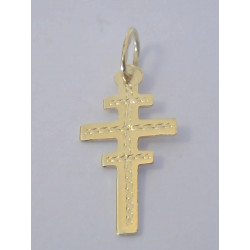 Zlatý prívesok kríž gréckokatolícky jemne vrytý vzor DI041Z žlté zlato 14 karátov 585/1000 0,41 g