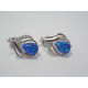 Strieborná dámska súprava prívesok, naušnice v tvare slzy modrý opál,zirkóny VSS340 925/1000 3,40 g