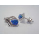 Strieborná dámska súprava prívesok, naušnice v tvare slzy modrý opál,zirkóny VSS340 925/1000 3,40 g