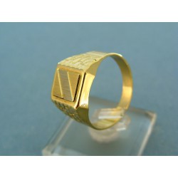 Zlatý pánsky prsteň kombinácia žltého a bieleho zlata VP65578V