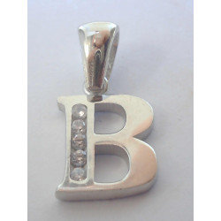 Ródiovaný strieborný dámsky prívesok písmeno B s kamienkami VIS105 925/1000 1,05 g