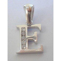 Ródiovaný strieborný prívesok písmeno E s kamienkami VIS085 925/1000 0,85 g