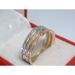 Zaujímavý dámsky zlatý prsteň trojkombinácia zlata zirkón DP58281V 14 karátov 585/1000 2,81 g