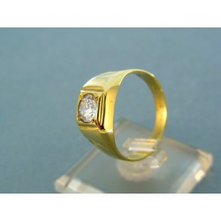 Zlatý pánsky prsteň so zirkónom žlté zlato VP62507Z