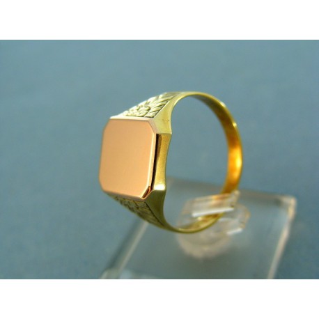 Pánsky pečatný prsteň platnička červené zlato