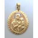 Zlatý dámsky prívesok Medajlón Panna Mária s Ježišom VI368V viacfarebné zlato 14 karátov 585/1000 3,68 g