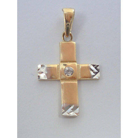 Zlatý dámsky krížik viacfarebné zlato zirkóny DI059V 14 karátov 585/1000 0,59g