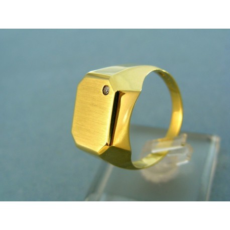 Pánsky zlatý prsteň so zirkónom hranatý tvar