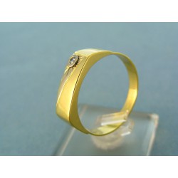 Zlatý pánsky prsteň dvojfarebné zlato podlhovastý tvar diamant VP67420V