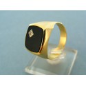 Zlatý pánsky prsteň onyx so zirkónom hranatý tvar VP67694Z