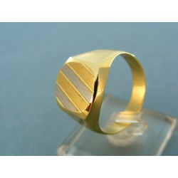 Zlatý pánsky prsteň žlté a biele zlato pásiky VP68559V