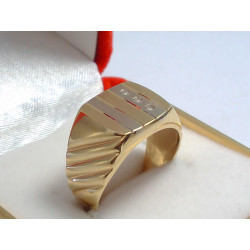 Zlatý pánsky prsteň vzorovaný viacfarebné zlato,zirkón DP65820V 14 karátov 585/1000 8,20 g