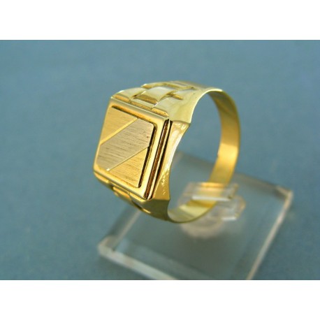 Zlatý pánsky prsteň žlté zlato v strede biely prúžok