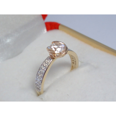 Zaujímavý dámsky zlatý prsteň viacfarebné zlato zirkóny VP53213V 14 karátov 585/1000 2,13 g