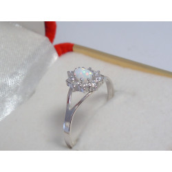 Dámsky strieborný  prsteň biely opál,zirkóny VP63168 925/1000 1,68 g