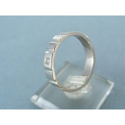 Zlatý pánsky prsteň biele zlato jednoduchý tvar s diamantom VP65589BP