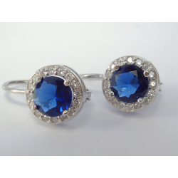 Ródiované dámske strieborné naušnice modrý kameň DAS240 925/1000 2,40 g