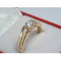 Zlatý dámsky prsteň číre zirkóny DP56242Z žlté zlato 14 karátov 585/1000 2,42 g