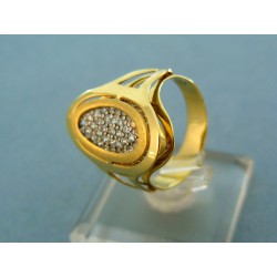 Moderný prsteň s kamienkami žlté zlato