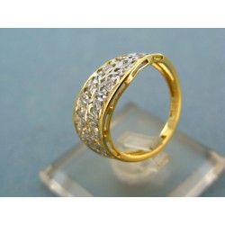 Zlatý prsteň moderne ladený kombinácia biele a žlté zlato VP53279V