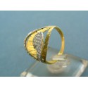 Zlatý dámsky prsteň kombinácia žlté, biele zlato a kamienky VP54375V