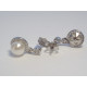 Jemne visiace ródiované dámske napichovacie naušnice s perlou a kamienkami VAS241 925/1000 2,41 g