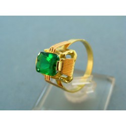 Zlatý prsteň s veľkým zeleným kameňom VP58382V
