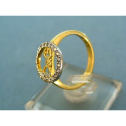 Široký prsteň s kamienkami D&G  biele a žlté zlato