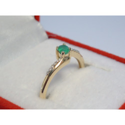 Zlatý dámsky prsteň s kameňom Smaragd a brilianty žlté zlato VP53145Z 14 karátov 585/1000 1,45 g