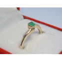 Zlatý dámsky prsteň s kameňom Smaragd a brilianty žlté zlato VP53145Z 14 karátov 585/1000 1,45 g
