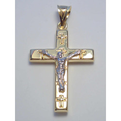 Zlatý prívesok kríž s Ježišom viacfarebné zlato VI253V 14 karátov 585/1000 2,53 g