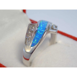 Dámsky strieborný prsteň modrý opál grécky vzor VPS59433 925/1000 4,33 g