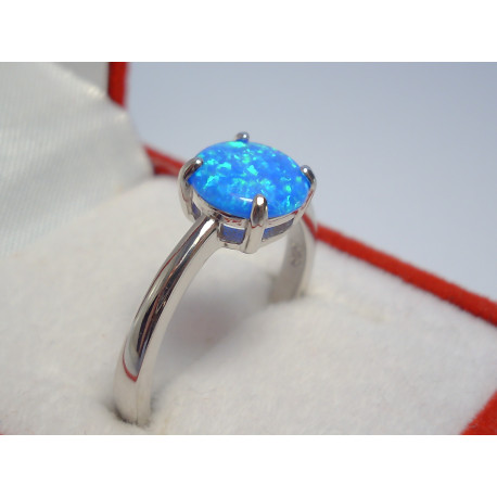 Ródiovaný dámsky strieborný prsteň modrý opál VPS57268 925/1000 2,68 g
