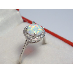 Strieborný dámsky prsteň ródiovaný opál,zirkóniky VPS53134 925/1000 1,34 g