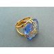 Elegantný prsteň s veľkým modrým zirkónom žlté zlato