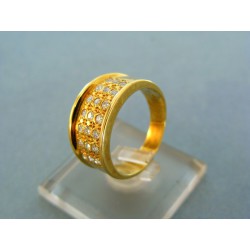 Zlatý prsteň mohutný s kamienkami v žltom zlate VP56635Z