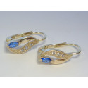 Zaujímavé dámske zlaté naušnice modrý zirkón žlté zlato VA177Z 14 karázov 585/1000 1,77 g