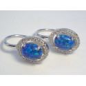 Dámske strieborné naušnice modrý opál ,zirkóny ródium VAS351 925/1000 3,51 g