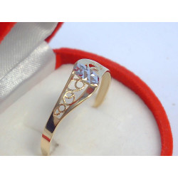 Jemný dámsky zlatý prsteň jemný vzor viacfarebné zlato DP63082V 14 karátov 585/1000 0,82 g