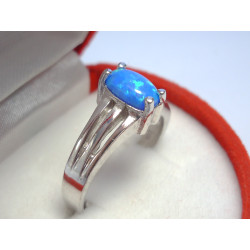 Dámsky strieborný prsteň modrý opál ródium DPS51282 925/1000 2,82 g