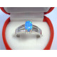 Dámsky strieborný prsteň modrý opál ródium DPS51282 925/1000 2,82 g
