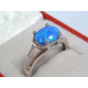 Strieborný dámsky prsteň s modrým opálom, ródium DPS55280 925/1000 2,80g